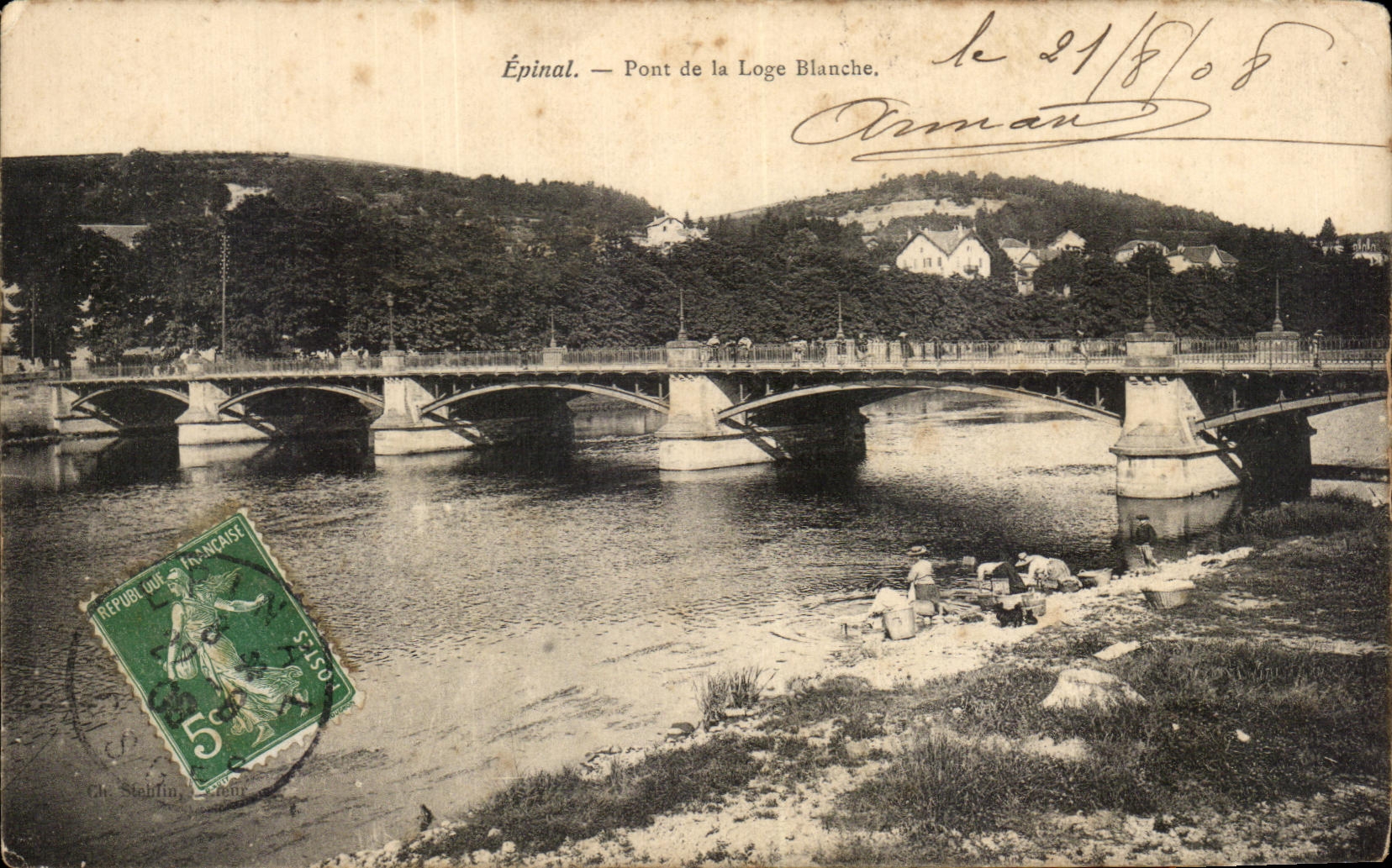 CPA Epinal Pont de la Loge Blanche Lavandieres
