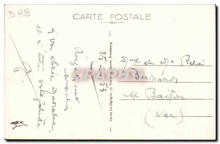 GERARDMER — Vue sur la Vallée des Lacs de Retournemer et Longemer — Cartes La Cligogne, Strasbourg — Verso