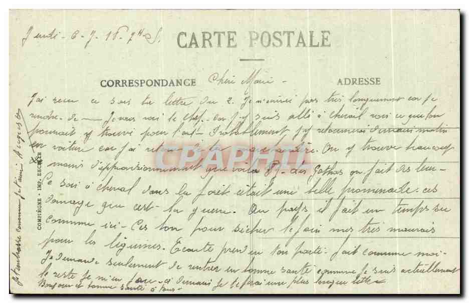 CPA Compiegne L Hotel du Rond Royal — Rückseite
