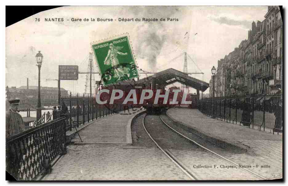 CPA Nantes Gare de la Bourse Depart du Rapide de PAris