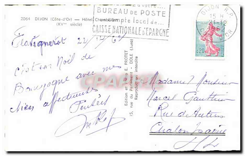 CPA Dijon Hotel  — Rückseite