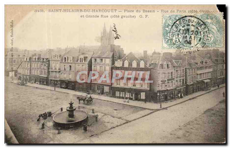 Saint-Hilaire-du-Harcouët — Place du Bassin et Grande Rue — G. F.