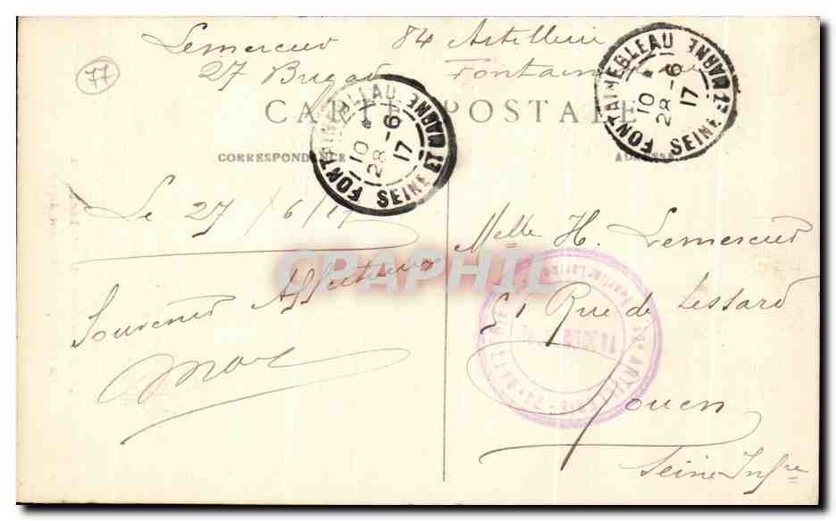 La Roche feuilletée (Mont Aigu) — Bosque de Fontainebleau — Editor no identificado, n° 174 — Reverso