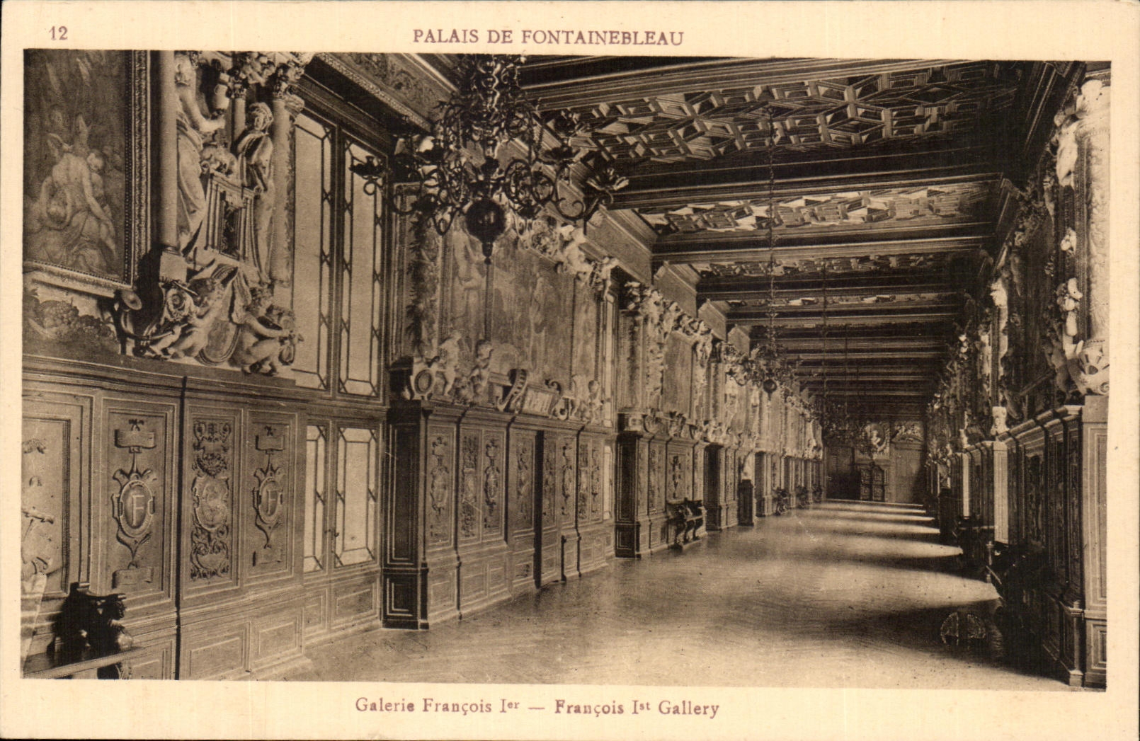 Palais de Fontainebleau — Galerie François Ier — Éditeur E. Papeghin, Paris