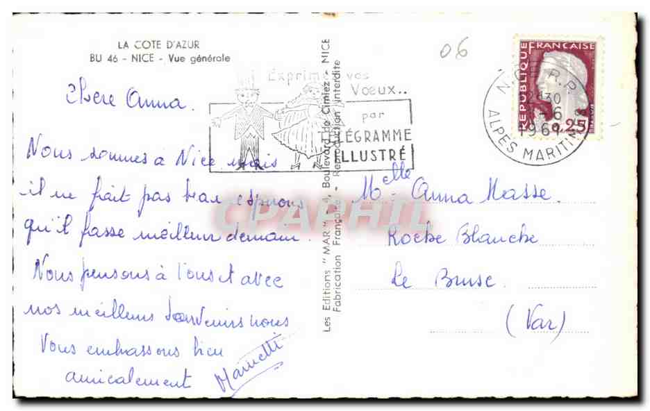 CPA La Cote D Azur Nice Vue generale — Verso