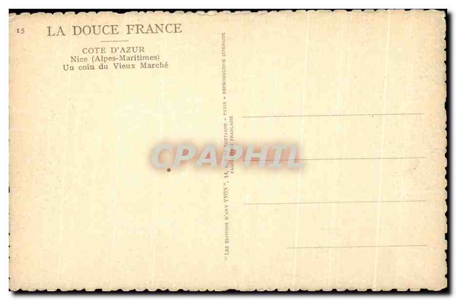 CPA La Douce France Cote D Azur Nice — Rückseite