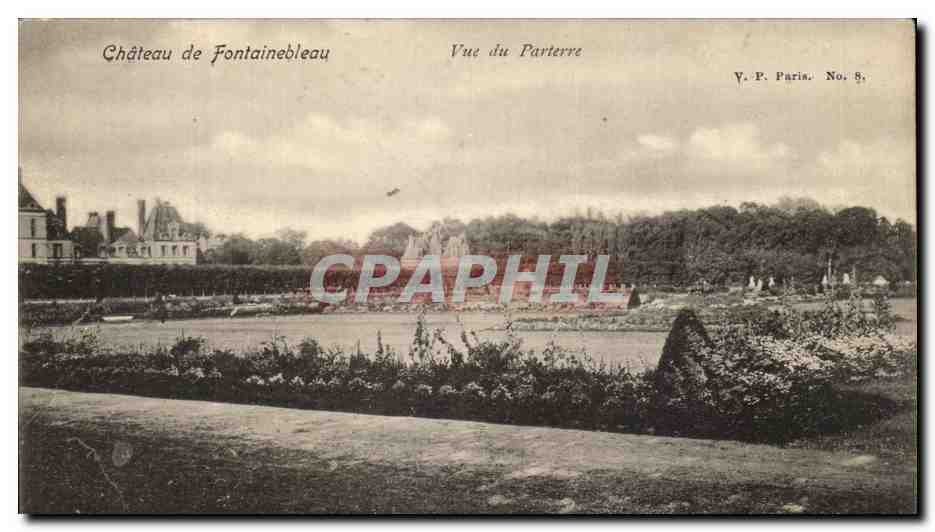 Castillo de Fontainebleau — Vista del Parterre — V.P. París, No. 8