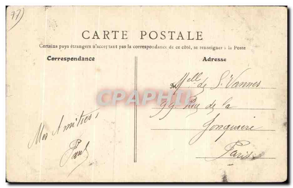 CPA Fontainebleau La Porte du Baptistere — Verso