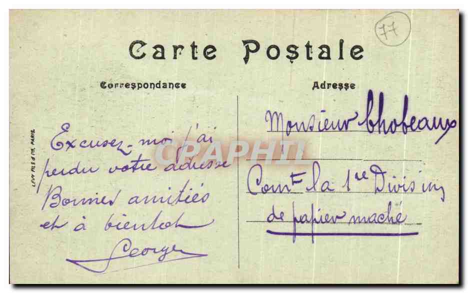 Fontainebleau — La Forêt — La Mare aux Biches — LL. — N° 117 — Verso