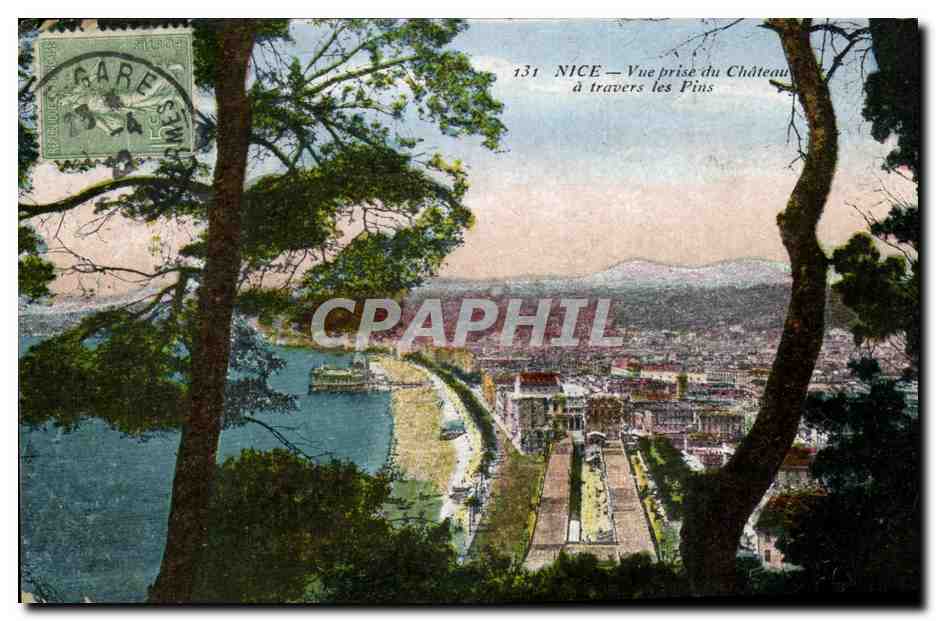 CPA Nice Vue prise du Chateau a travers les Pins