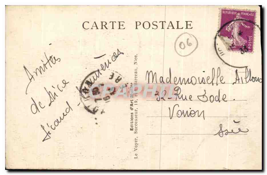CPA Nice Le Jardin Albert et la Jetee Promenade — Rückseite