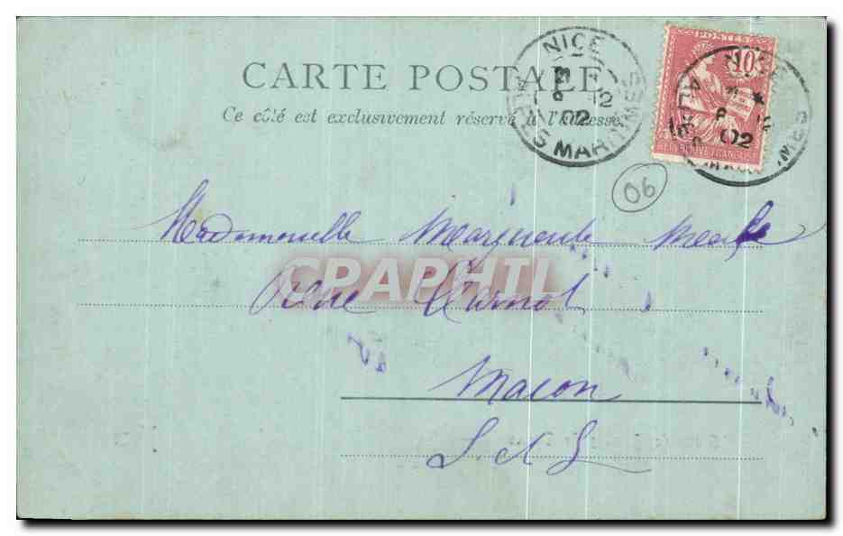 CPA Grotte des Jardins du Casino Nice — Rückseite