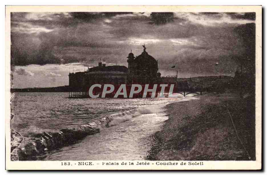 CPA Nice Palais de la Jetee Coucher de Soleii