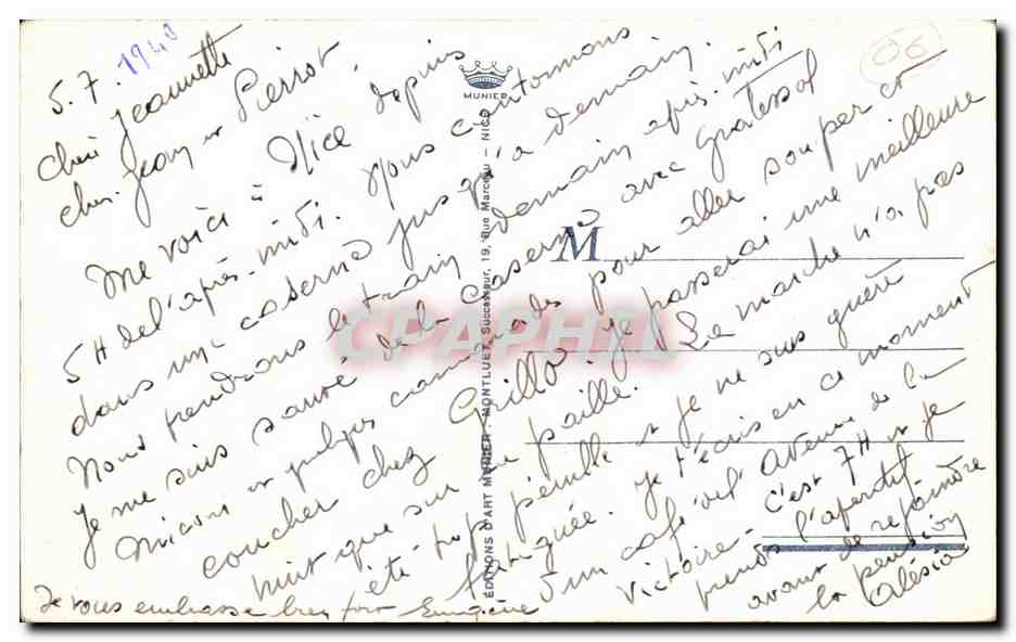 CPA Nice Les Ponchettes le Chatreau et le Mont Boron — Rückseite