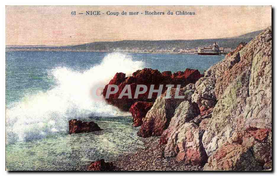 CPA Nice Coup de mer Rochers du Chateau