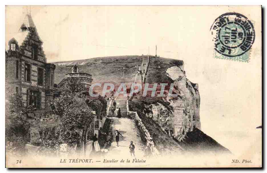 CPA Le Treport Escalier de la Falaise