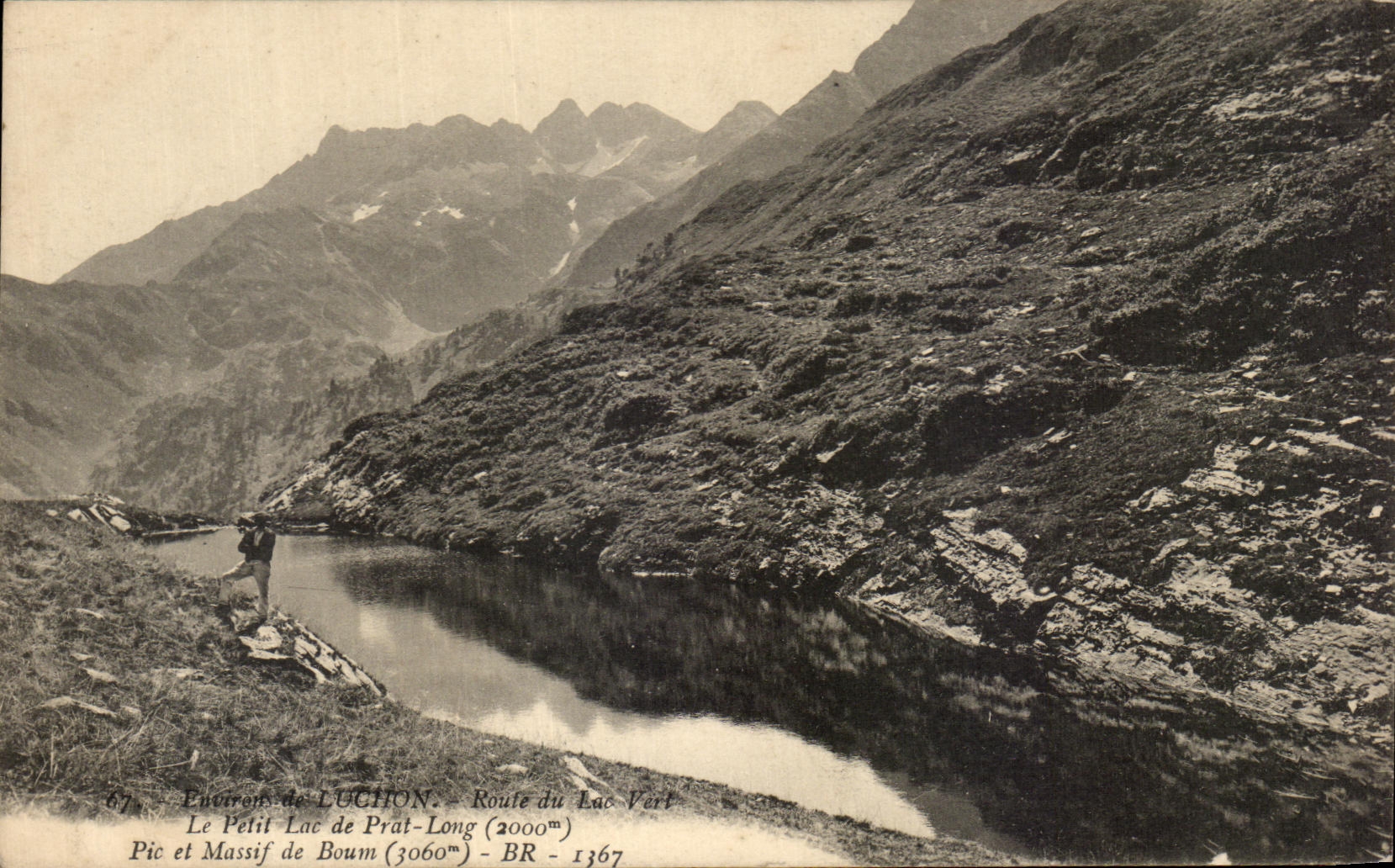 CPA Environs de Luchon Route du Luc vert Le petit lac de prat Long Pie et Massif de Boum 
