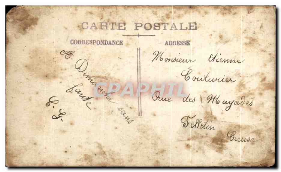 CARTE PHOTO Militaria Couturier Felletin Creuse  — Rückseite
