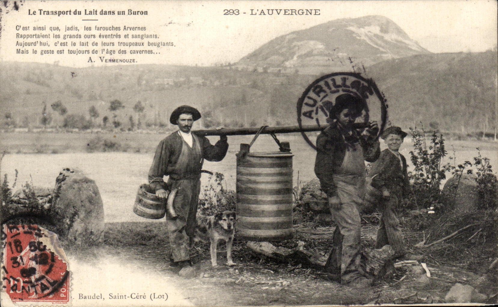 CPA l Auvergne Le Transport du Lait dans un Buron C est ainai que les farouches TOP 