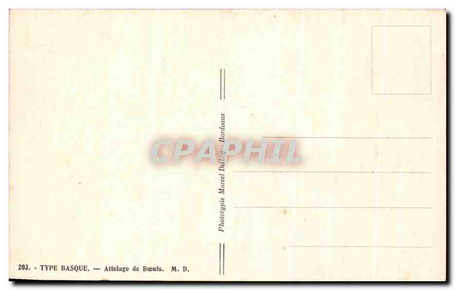 CPA Type Basque Attelage de boeufs Folklore  — Back