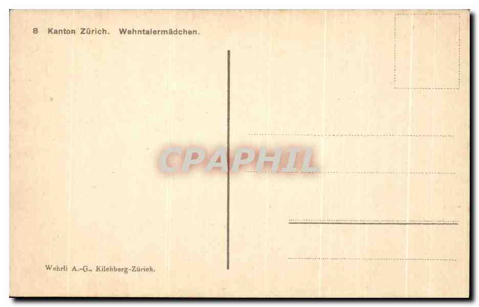 Jeune fille du canton de Zurich — Wehrli A.-G., Kilehberg-Zürich — n°8 — Verso