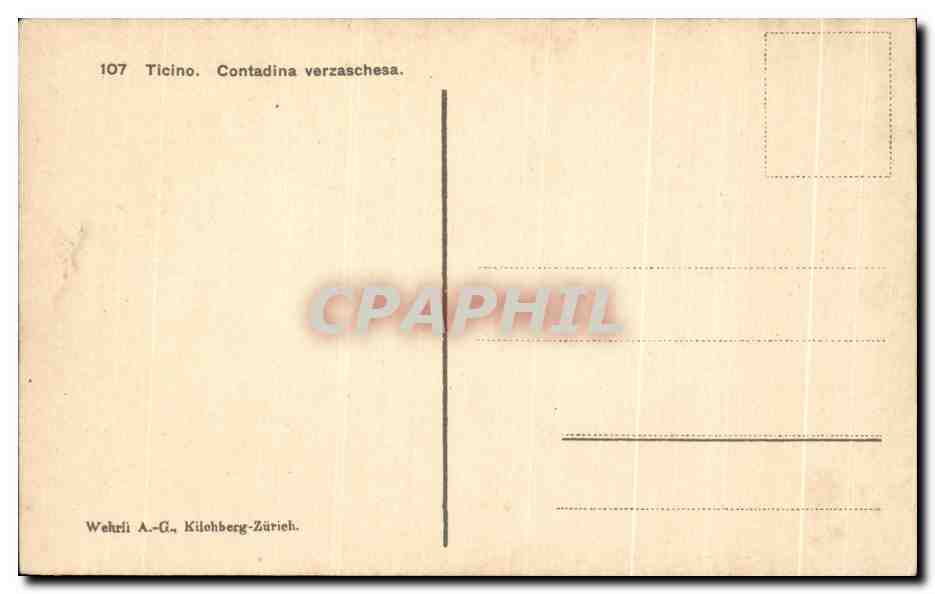 CPA Ticino Contadina verzaschesa Folklore Costume — Verso