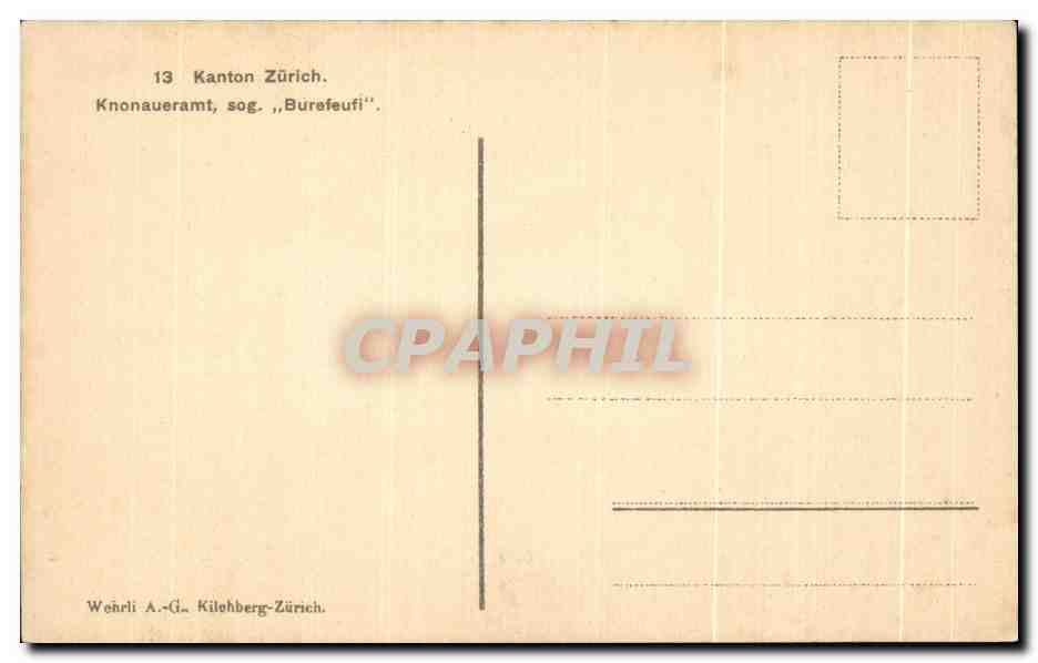 CPA Kanton Zurich Kaonaueramt sog Burefeufi Folklore Costume — Rückseite
