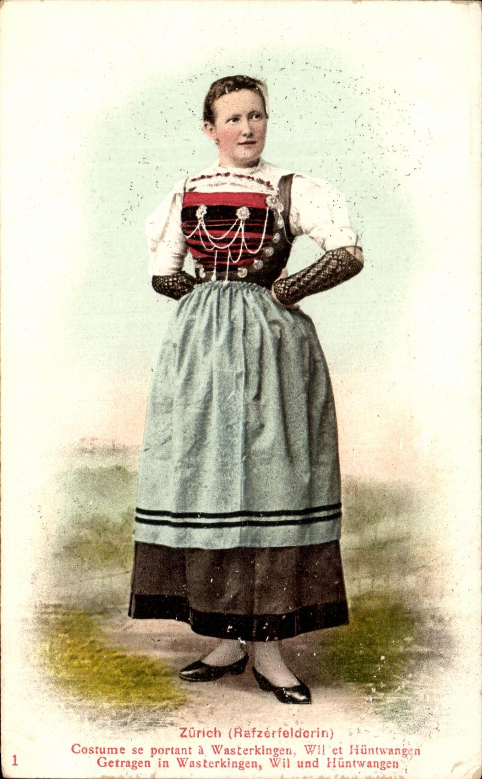 Femme en costume traditionnel — Wasterkingen, Wil et Hüntwangen — Éditions Louis Burgy, Lausanne, série 33