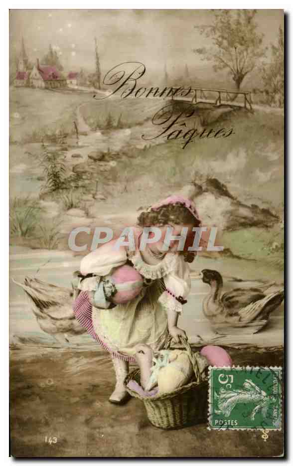 CPA Bonnes Paques Easter fantaisie enfant