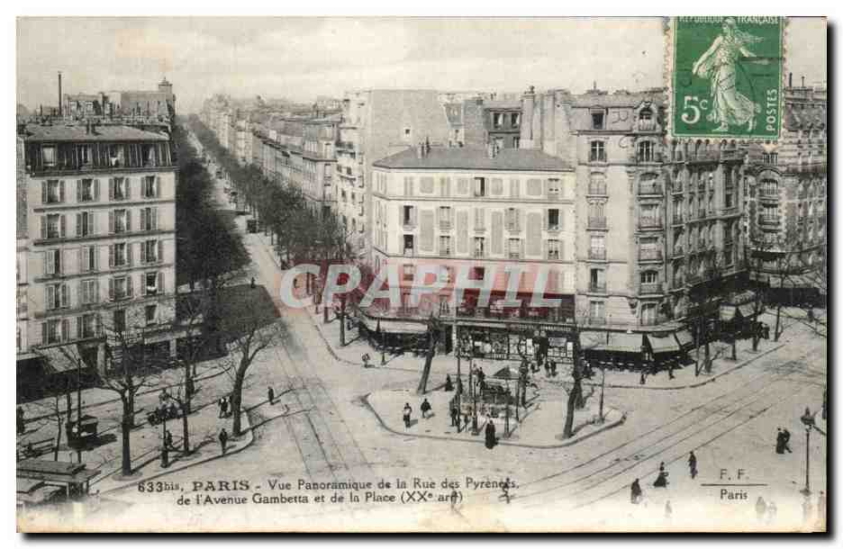 CPA Paris Vue Panoramique de la Rue des Pyrenees de L Avenue Gambetta et de la Place