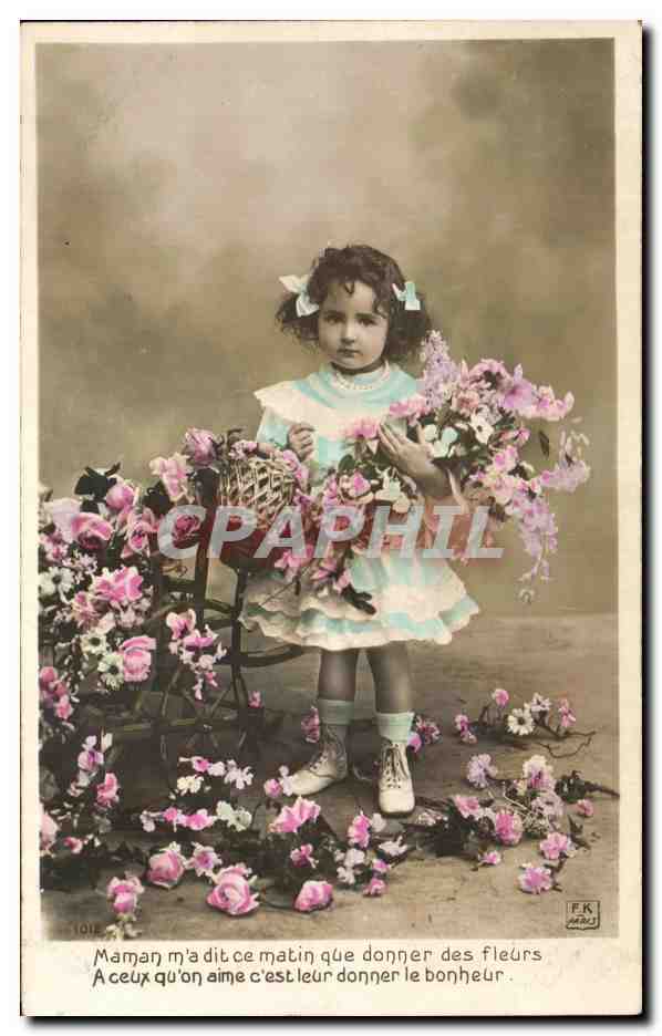 CPA Fantaisie Fleurs Maman Ma dit ce matin que donner Enfant
