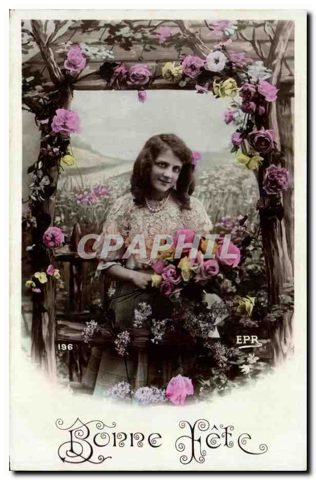 Femme avec bouquet de roses — Bonne Hâte — EPR, série 196