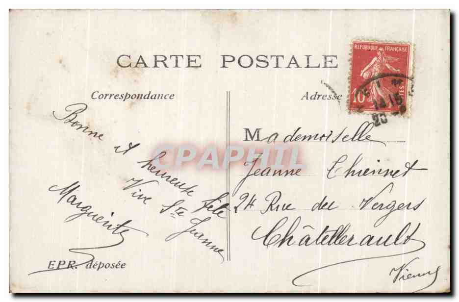 Femme avec bouquet de roses — Bonne Hâte — EPR, série 196 — Reverso