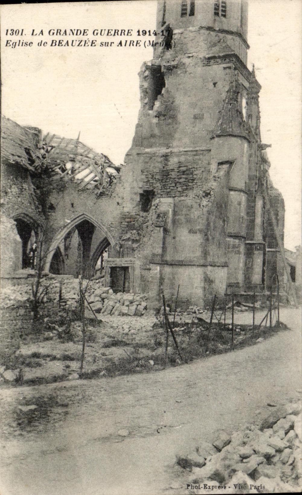 Église de Beauzée-sur-Aire — Ruines après la Grande Guerre 1914-17 — Phot-Express, Vise Paris