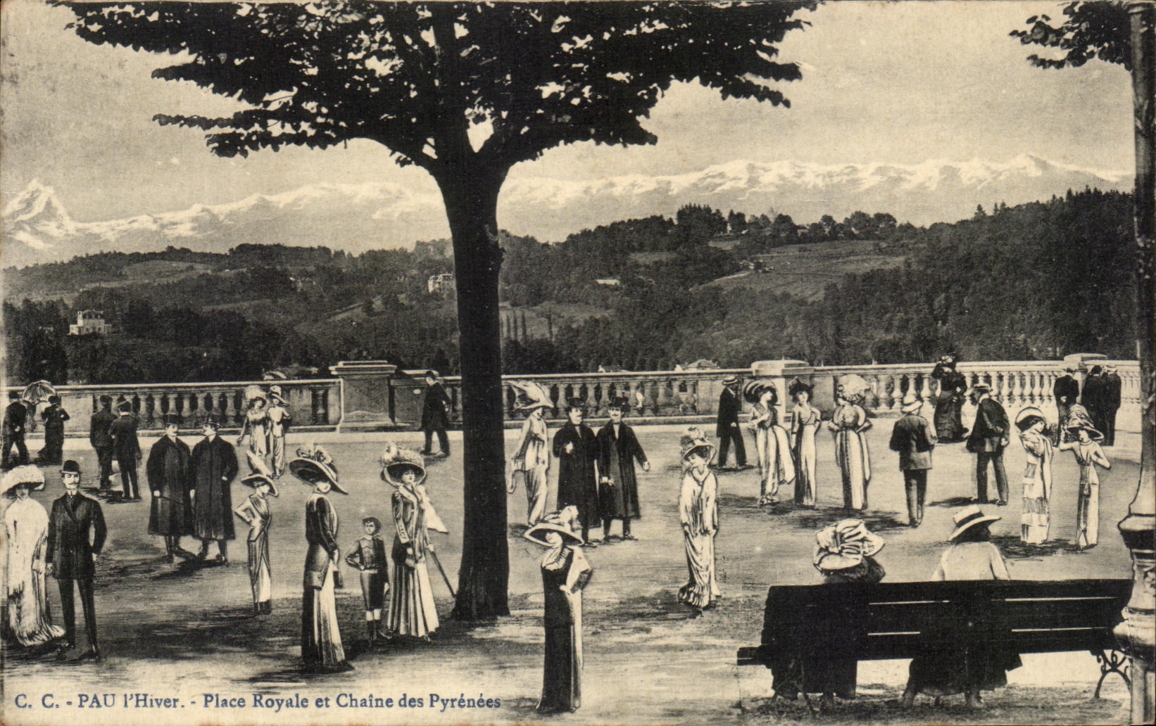 CPA Pau I Hiver Place Royale et Chaine