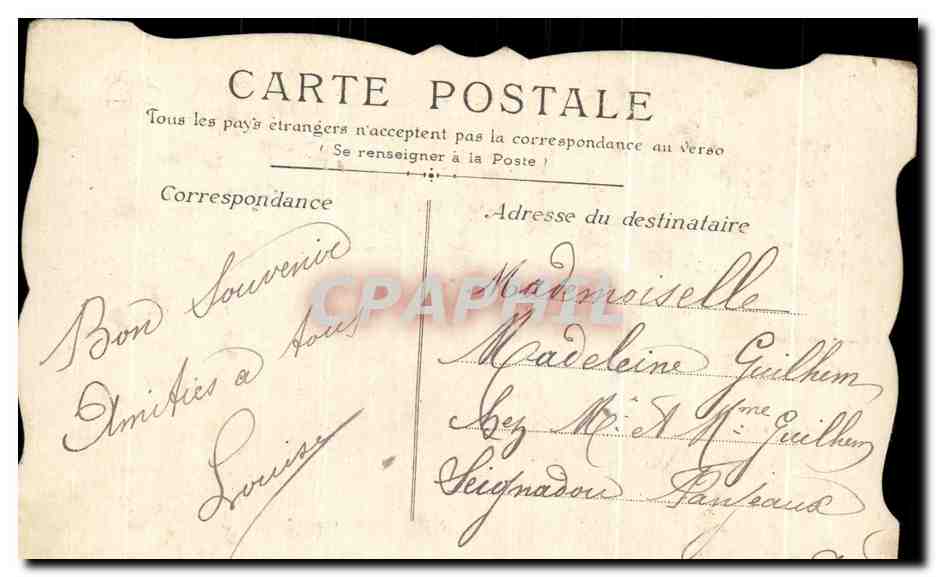 CPA une pensee de Siran — Rückseite