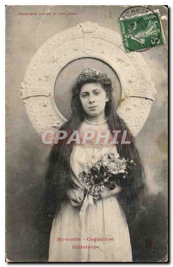 CPA Fantaisie Femme Myosotis