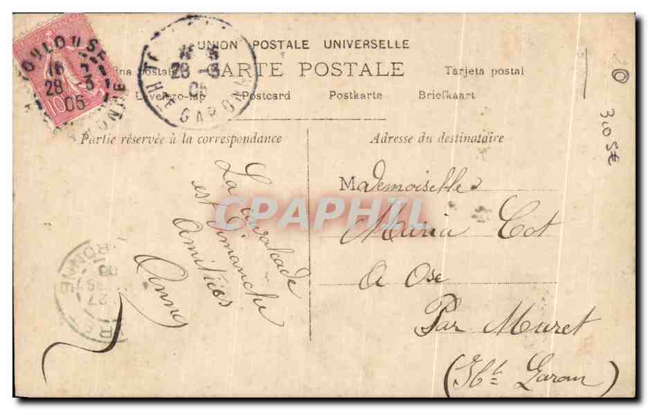 Portrait de femme — décor floral et paysage — DERAISY, éditeur S.I.P., n° 918/10 — Verso
