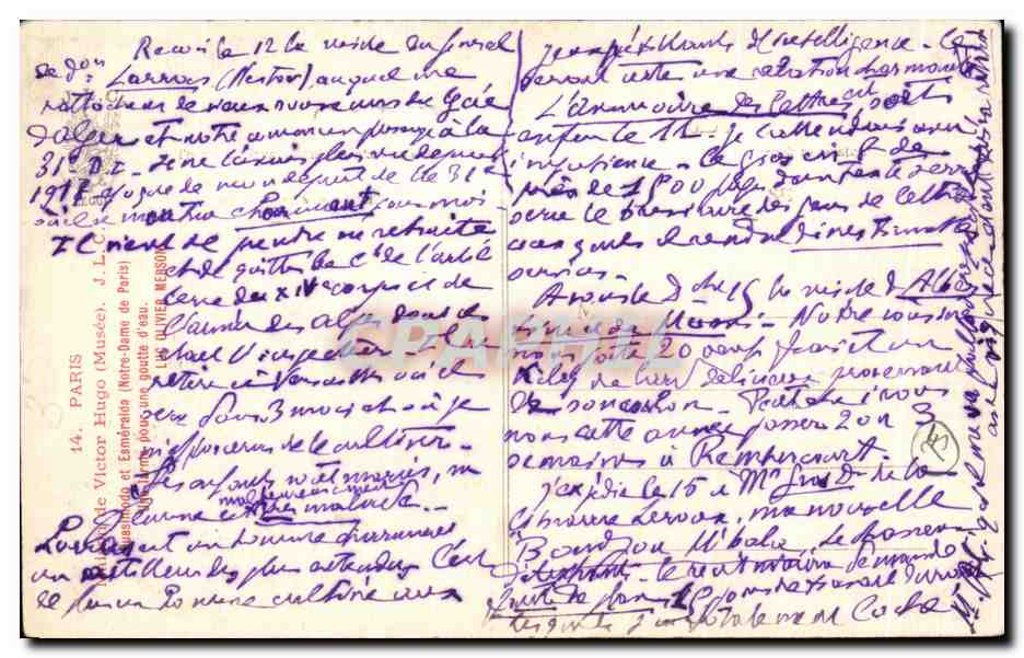 CPA Paris Maison de Victor Hugo Quasimodo et Esmeralda Notre Dame de Paris Chevre Goat — Verso