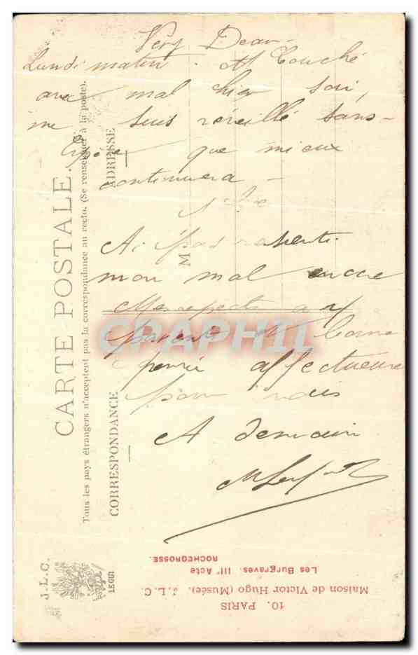 CPA Paris Maison de Victor Hugo Les Burgraves  — Verso