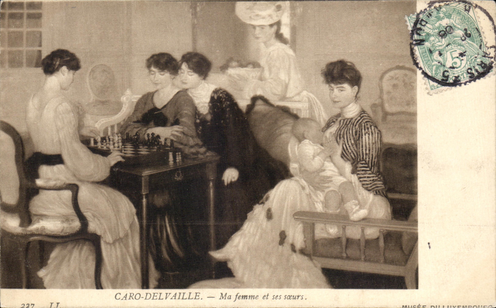 CPA Caro Delvaille Ma Femme et ses Soeurs Echecs Chess