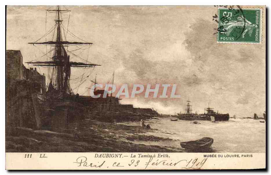CPA Daubigny La Tamise a Erith Bateaux Guerre 