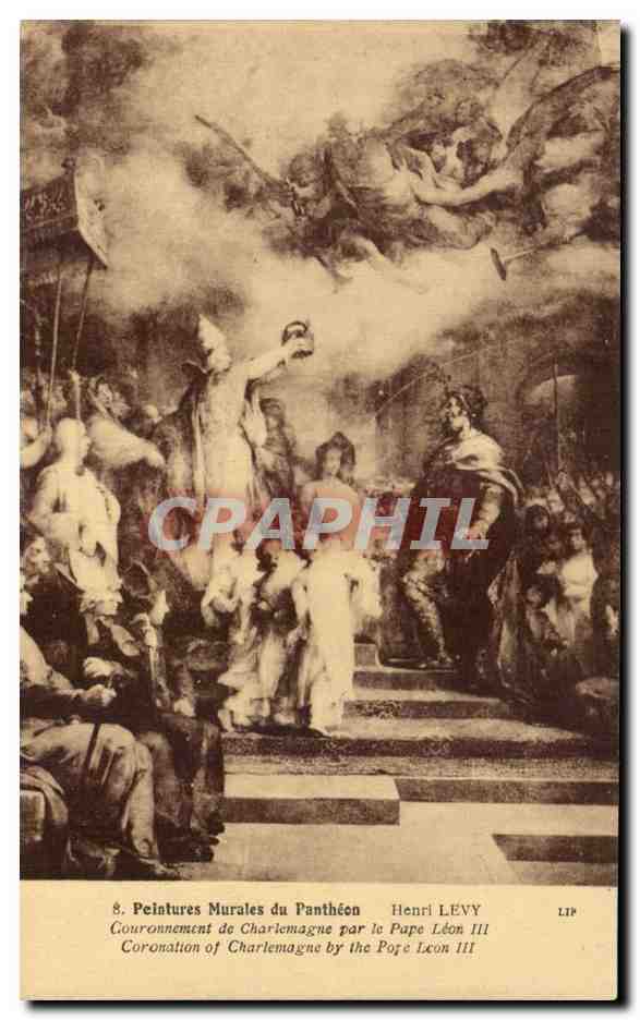 CPA Peintures Muralles du Pantheon Henri Levy Couronnement de Charlemagne par le Pape leon III