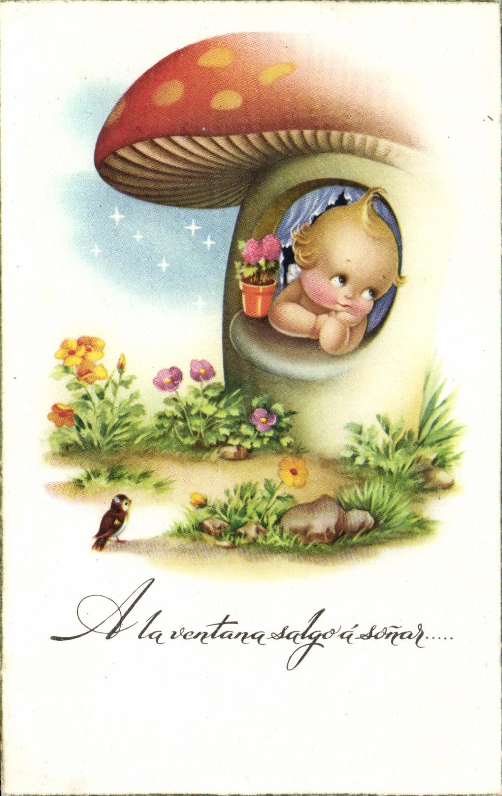 CPA Ala Ventana salgoa sonar Enfant Champignon 