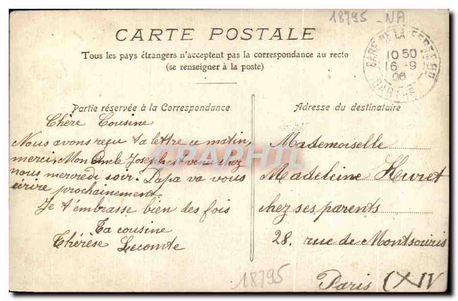 CPA Fantaisie L Etang — Verso