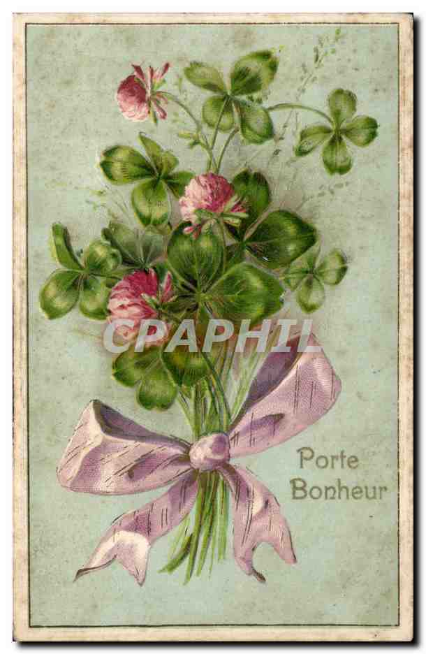CPA Fantaisie Fleurs Porte Bonheur Trefles