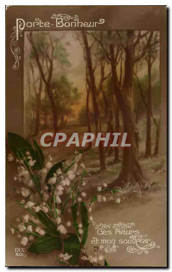 CPA Fantaisie Fleurs Porte Bonheur Muguet