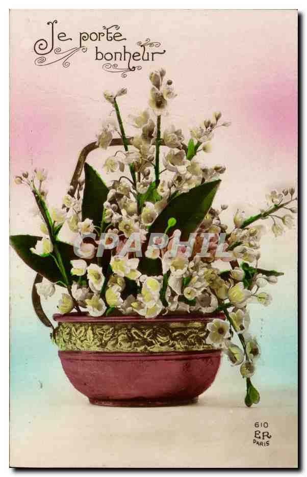 CPA Fantaisie Fleurs Je Porte Bonheur Muguet 