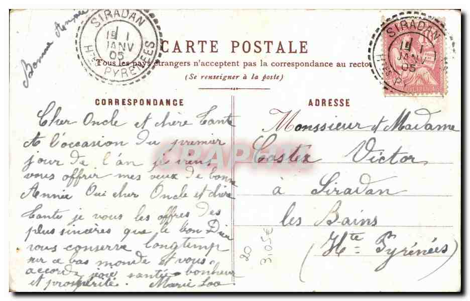 CPA Fantaisie Fleurs Bonne Annee Chrysanthemes a Soucis — Back