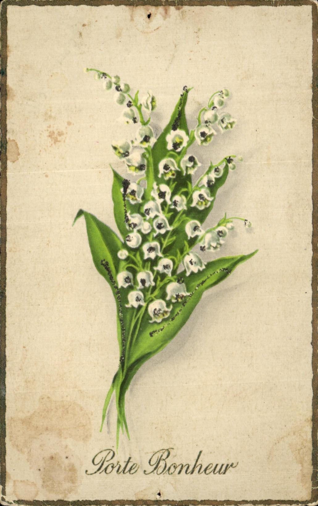 CPA Fantaisie Fleurs Porte Bonheur Muguet